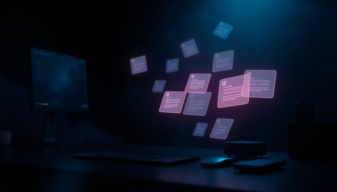 A freelancer at a desk delegating tasks to an AI agent shown on a laptop task card